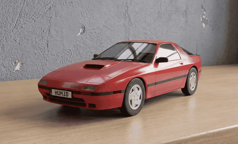 Miniatura impressa em 3D do Mazda RX7