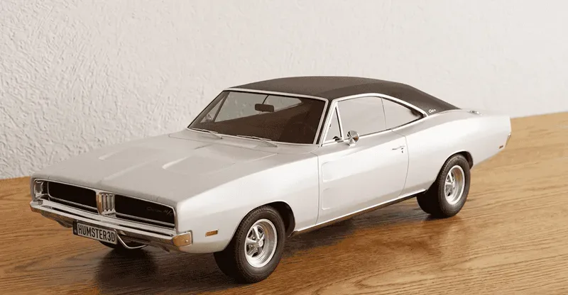 Miniatura impressa em 3D do Dodge Charger